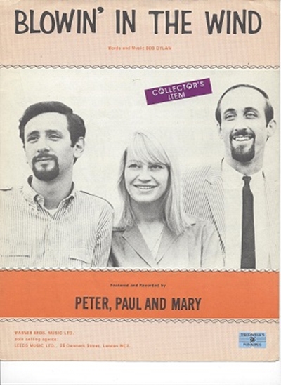 Picture of Blowin' In The Wind, Bob Dylan, recorded by Peter, Paul, and Mary