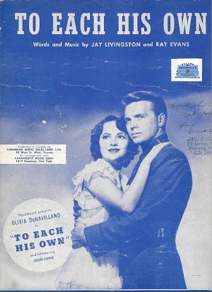 Picture of To Each His Own, by Jay Livingston & Ray Evans, sheet music