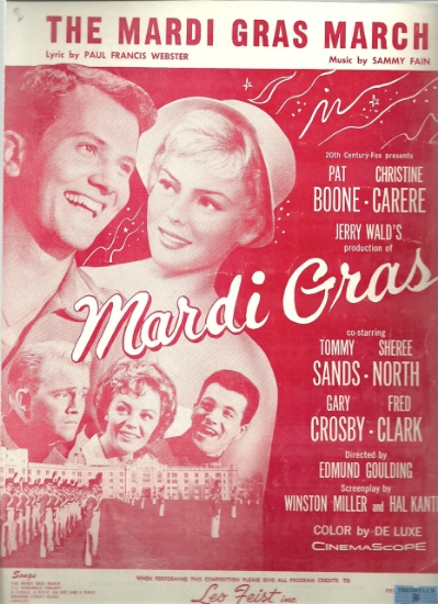 Picture of The Mardi Gras March, from movie "Mardi Gras", Paul Francis Webster & Sammy Fain, sung by Pat Boone