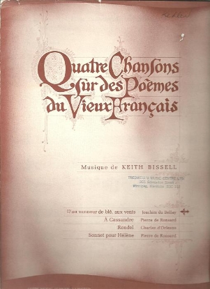Picture of D'un vanneur de ble aux vents, from Quatre Chansons sur des Poemes du Vieux Francais, Keith Bissell & Joachim du Bellay