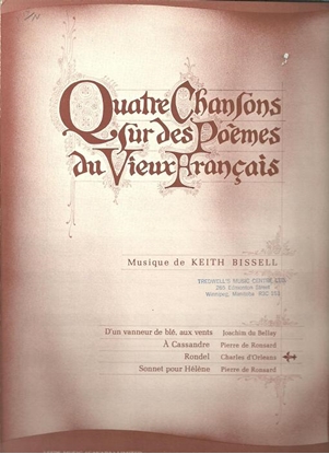Picture of Rondel, from Quatre Chansons sur des Poemes du Vieux Francais, Keith Bissell & Charles d'Orleans