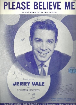 Picture of Please Believe Me, Paul Insetta, recorded by Jerry Vale