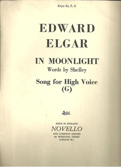 Picture of In Moonlight, Edward Elgar, lyrics Percy Shelley, high voice in G