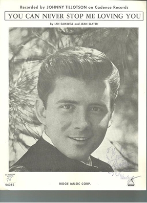 Picture of You Can Never Stop Me Loving You, Ian Samwell & Jean Slater, recorded by Johnny Tillotson