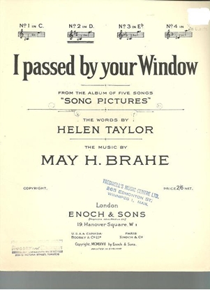 Picture of I Passed By Your Window, May H. Brahe, medium low vocal solo