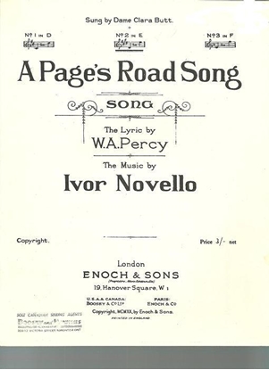 Picture of A Pages Road Song, Ivor Novello, vocal solo