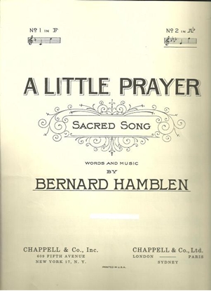 Picture of A Little Prayer, Bernard Hamblen, high voice solo