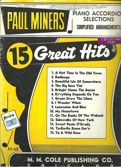 Picture of Paul Miners 15 Great Hits, accordion songbook