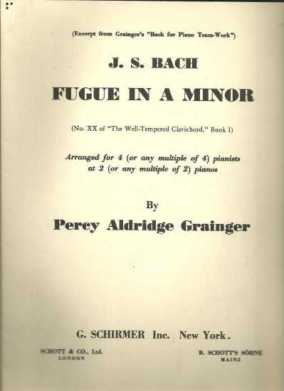 Picture of Fugue in a minor #20 from Book 1, J. S. Bach, arr. Percy Grainger 