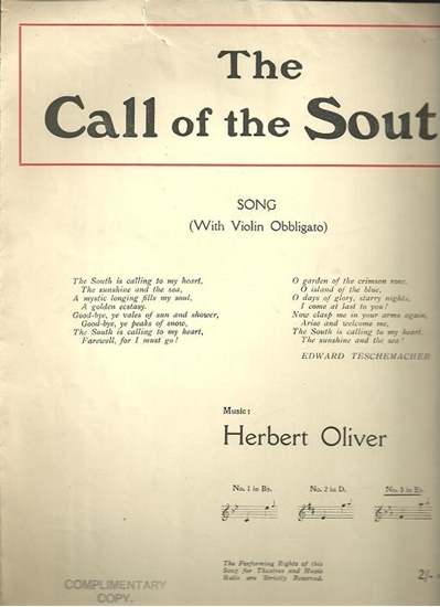 Picture of The Call of the South, Edward Teschemacher & Herbert Oliver, high voice solo