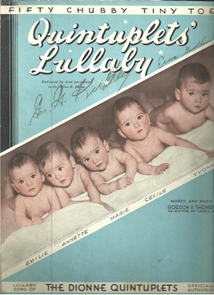 Picture of Quintuplets' Lullaby, Fifty Chubby Tiny Toes, Dionne Quintuplets, Gordon V. Thompson