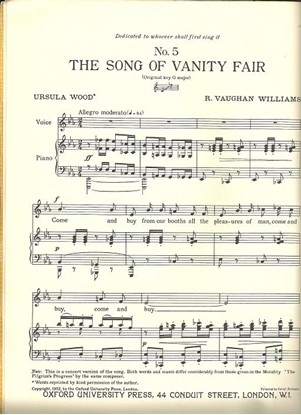 Picture of The Song of Vanity Fair, No. 5 from Seven Songs from Pilgrim's Progress, R. Vaughan Williams, vocal solo