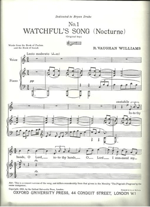 Picture of Watchful's Song, No. 1 from Seven Songs from Pilgrim's Progress, R. Vaughan Williams, vocal solo 
