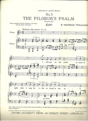 Picture of The Pilgrim's Psalm, No. 3 from Seven Songs from Pilgrim's Progress, R. Vaughan Williams, vocal solo 