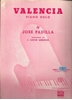 Picture of Valencia, Jose Padilla, arr. J. Louis Merkur for piano solo