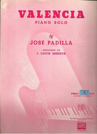 Picture of Valencia, Jose Padilla, arr. J. Louis Merkur for piano solo