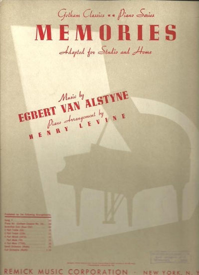 Picture of Memories, Egbert Van Alstyne, arr. Henry Levine, piano solo