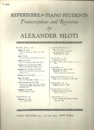 Picture of Variations on a Theme from Armide by C. W. Gluck, J. N. Hummel, transc. Alexander Siloti