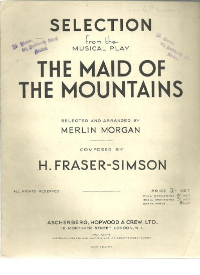 Picture of The Maid of the Mountains, H. Fraser-Simson, arr. Merlin Morgan