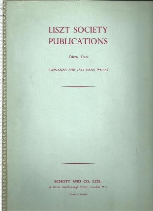 Picture of Liszt Society Publications Volume 3, Hungarian & Late Piano Works, Franz Liszt