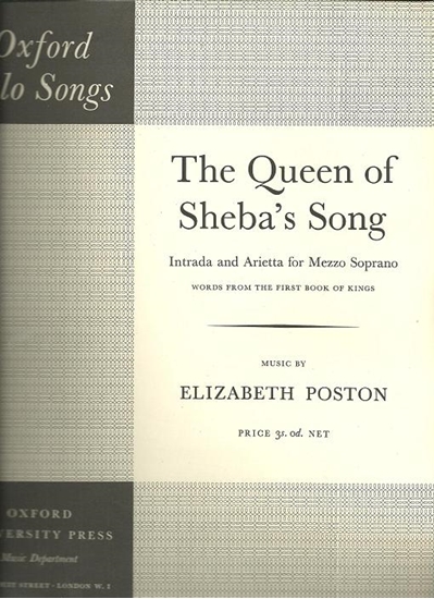 Picture of The Queen of Sheba's Song, Intrada & Arietta for Mezzo Soprano, Elizabeth Poston