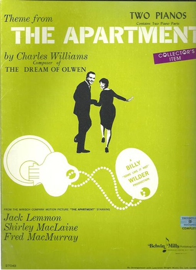 Picture of The Apartment, title song from movie, Charles Williams, arr. J. Louis Merkur for piano duo
