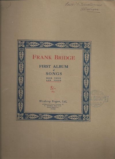 Picture of Frank Bridge, First Album of Songs, low voice 