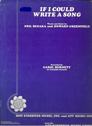 Picture of If I Could Write a Song, Neil Sedaka & Howard Greenfield, recorded by Carol Burnett