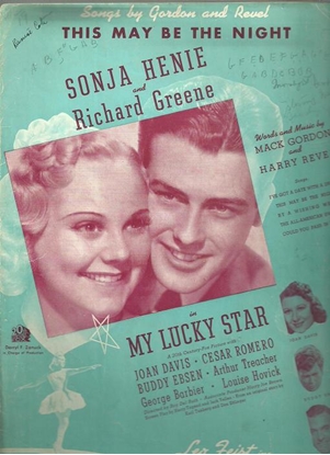 Picture of This May Be the Night, from "My Lucky Star", Mack Gordon & Harry Revel, sung by Sonja Henie & Richard Greene