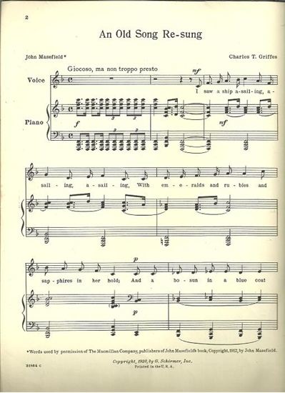 Picture of An Old Song Re-Sung, Charles T. Griffes, low voice solo