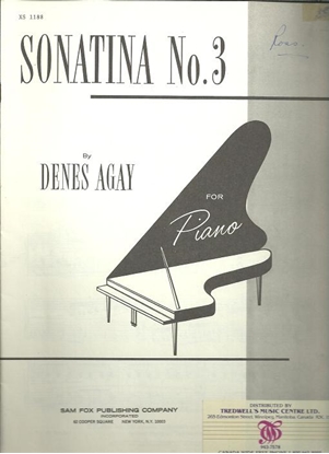Picture of Sonatina No. 3, Denes Agay, piano solo 