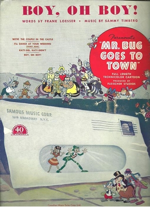 Picture of Boy Oh Boy, from "Mr. Bug Goes to Town", Frank Loesser & Sammy Timberg, sheet music