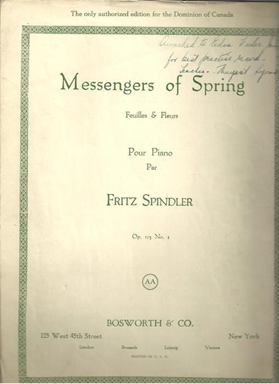 Picture of Messengers of Spring (Feuilles et Fleurs), Fritz Spindler, Op. 123 No. 1, piano solo