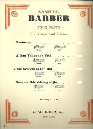 Picture of The Secrets of the Old, Samuel Barber, high voice solo