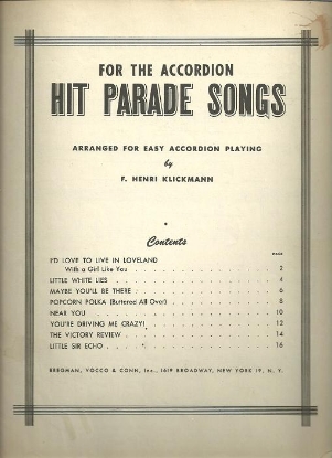 Picture of Hit Parade Songs, arr. Henri Klickmann, accordion 
