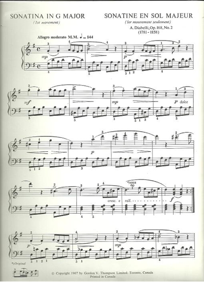 Picture of Sonatina in G Major Op. 168 No. 2(first movement only), A. Diabelli, piano solo 