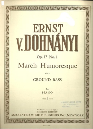 Picture of March Humoresque on a Ground Bass Op. 17 No. 1, Ernst von Dohnanyi, piano solo