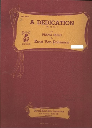 Picture of A Dedication Op. 13 No. 1, Ernst von Dohnanyi, piano solo