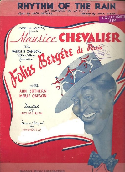Picture of Rhythm of the Rain (La romance de la pluie), from movie "Folies Bergere de Paris", Jack Meskill & Jack Stern, sung by Maurice Chevalier