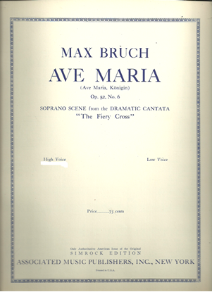 Picture of Ave Maria, from cantata "The Fiery Cross", Max Bruch, high voice