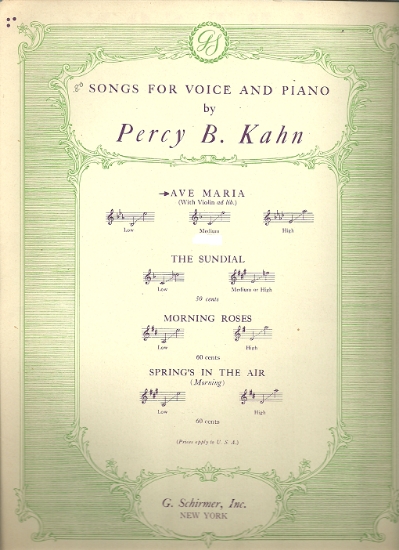 Picture of Ave Maria, Percy B. Kahn, low voice