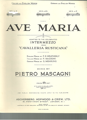 Picture of Ave Maria, Pietro Mascagni, high voice
