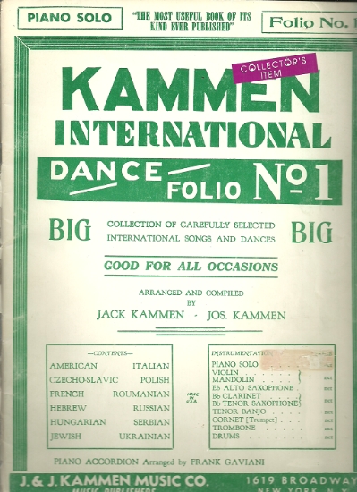 Picture of Kammen International Dance Folio No. 1, piano/accordion 