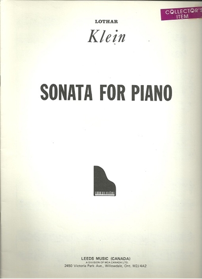 Picture of Sonata for Piano, Lothar Klein, piano solo
