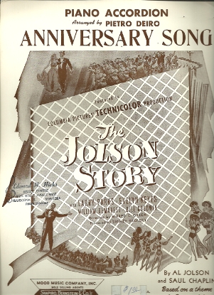 Picture of Anniversary Song, from "The Jolson Story", Ivanovici/Saul Chaplin/Al Jolson, arr. Pietro Deiro for accordion solo