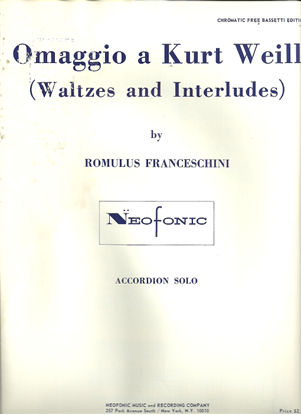 Picture of Omaggio a Kurt Weill (Waltzes & Interludes), Romulus Franceschini, free bass accordion solo