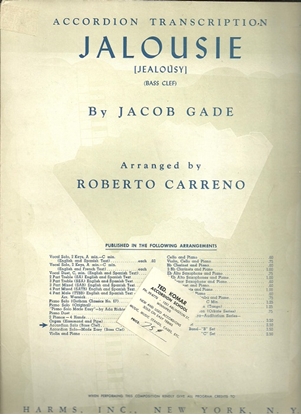 Picture of Jalousie, Jacob Gade, arr. Roberto Carreno, accordion solo