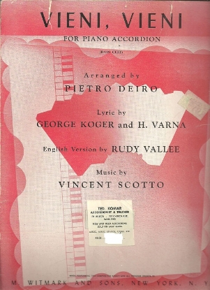 Picture of Vieni Vieni, Vincent Scotto, arr. Pietro Deiro