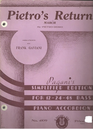 Picture of Pietro's Return, Pietro Deiro, arr. Frank Gaviani, simplified accordion solo