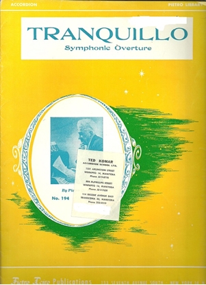 Picture of Tranquillo, Symphonic Overture, Pietro Deiro, accordion solo